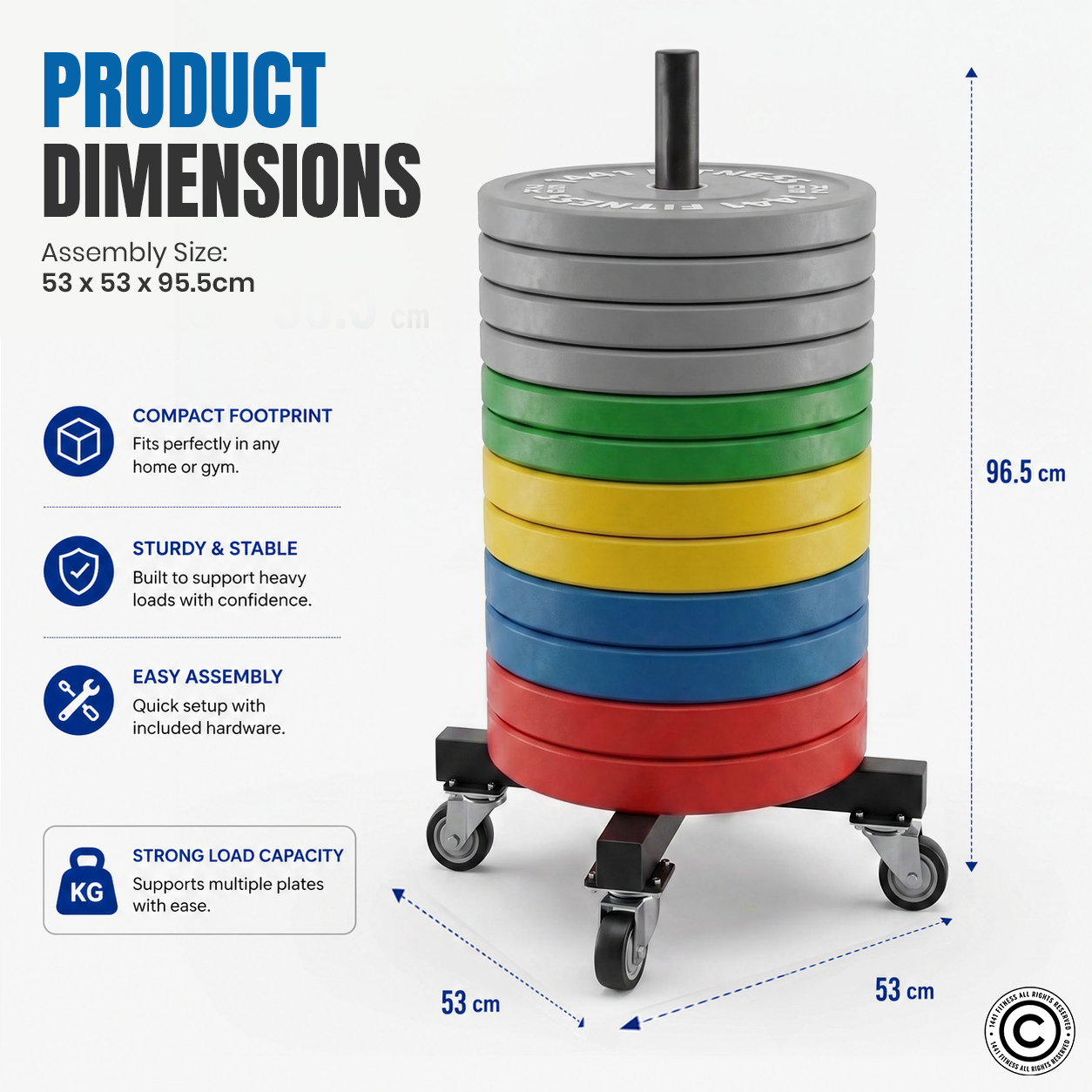 1441 Fitness Bumper Plates Trolley with Wheels