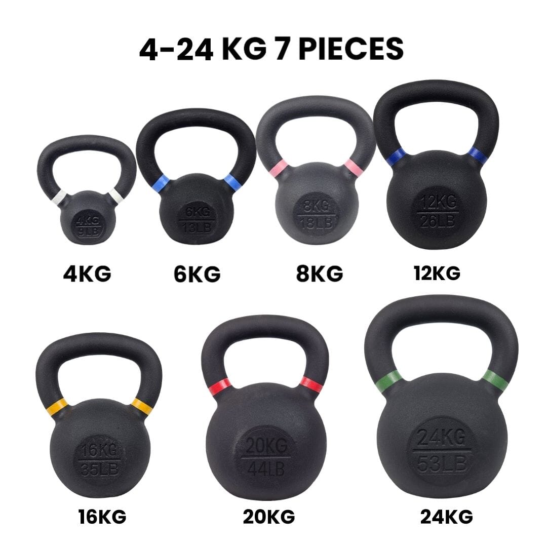 Fitmate Cast Iron kettlebell Set 7 pcs | 4 to 24 kg