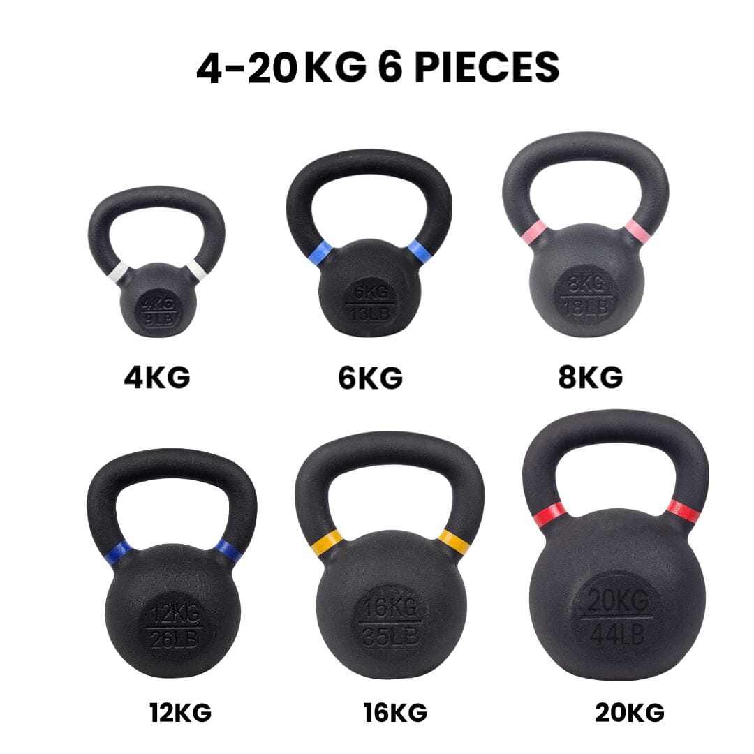 Fitmate Cast Iron kettlebell Set 6 pcs | 4 to 20 kg