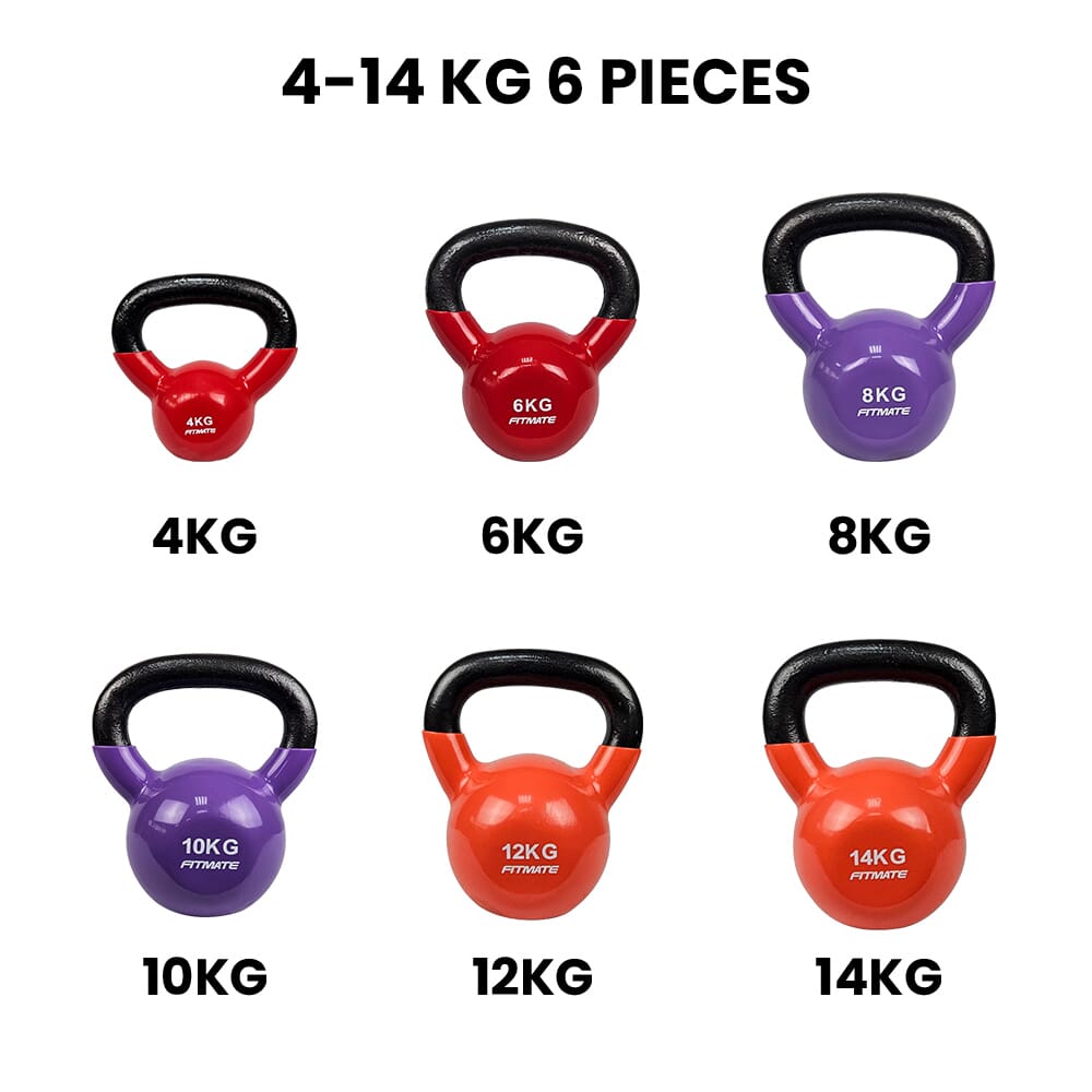 Fitmate Vinyl kettlebell Set 6 pcs | 4 to 14 kg