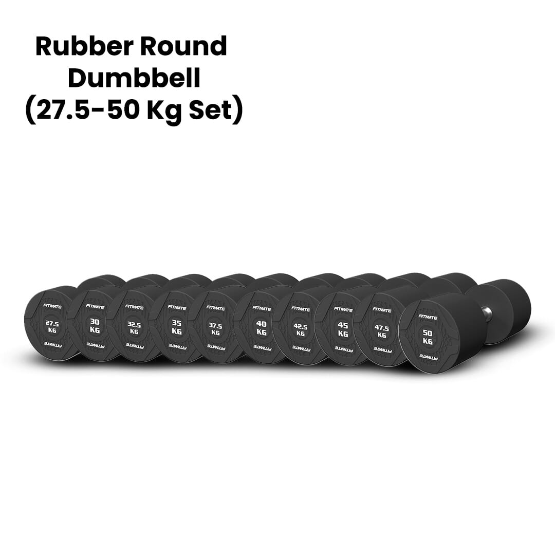 Fitmate Rubber Round Dumbbell 27.5 - 50 Kg Set -10 Pairs
