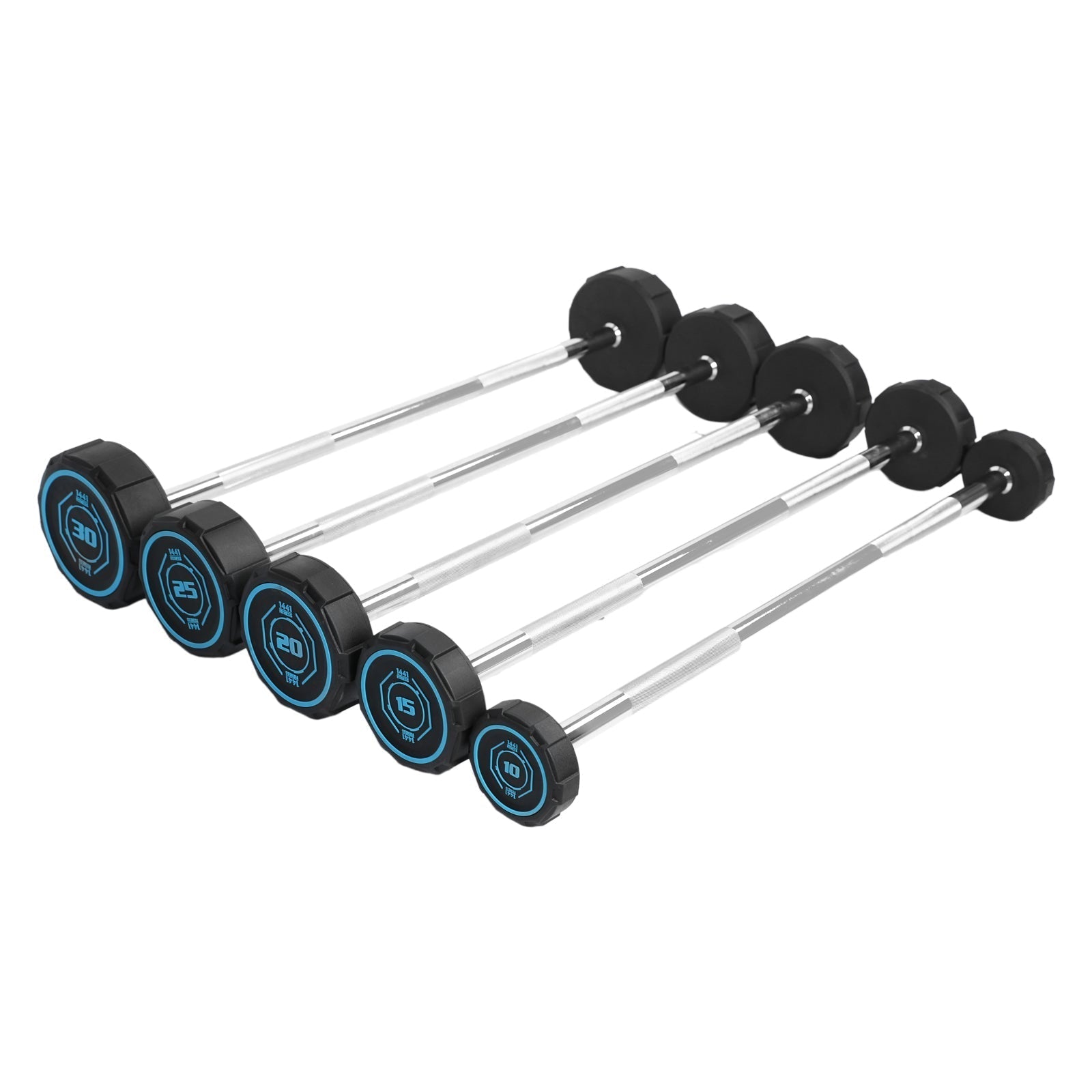 1441 Fitness Fixed Straight PU Barbell Set with Rack - 10 Kg to 50 Kg - Bundle Offer