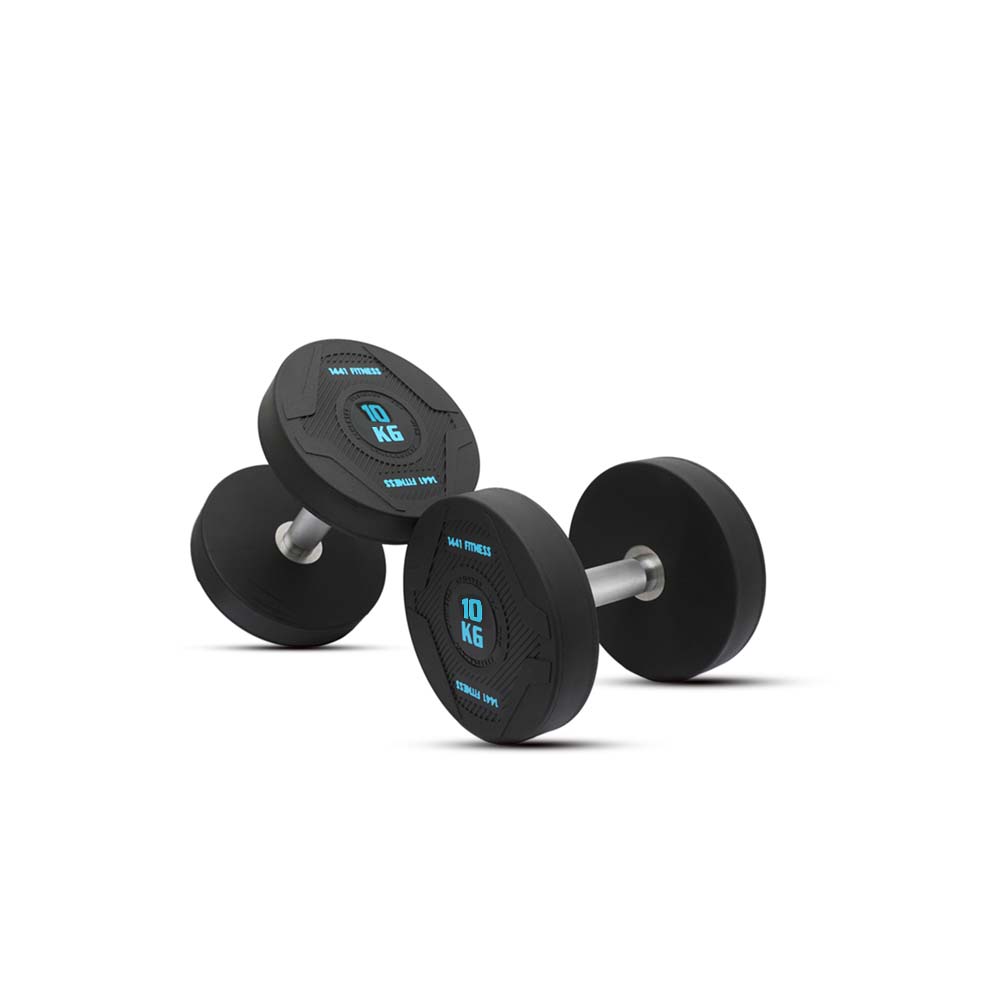 1441 Fitness PU Round Dumbbell Set - 2.5 to 50 Kg (20 Pairs) with 2 Tier Racks