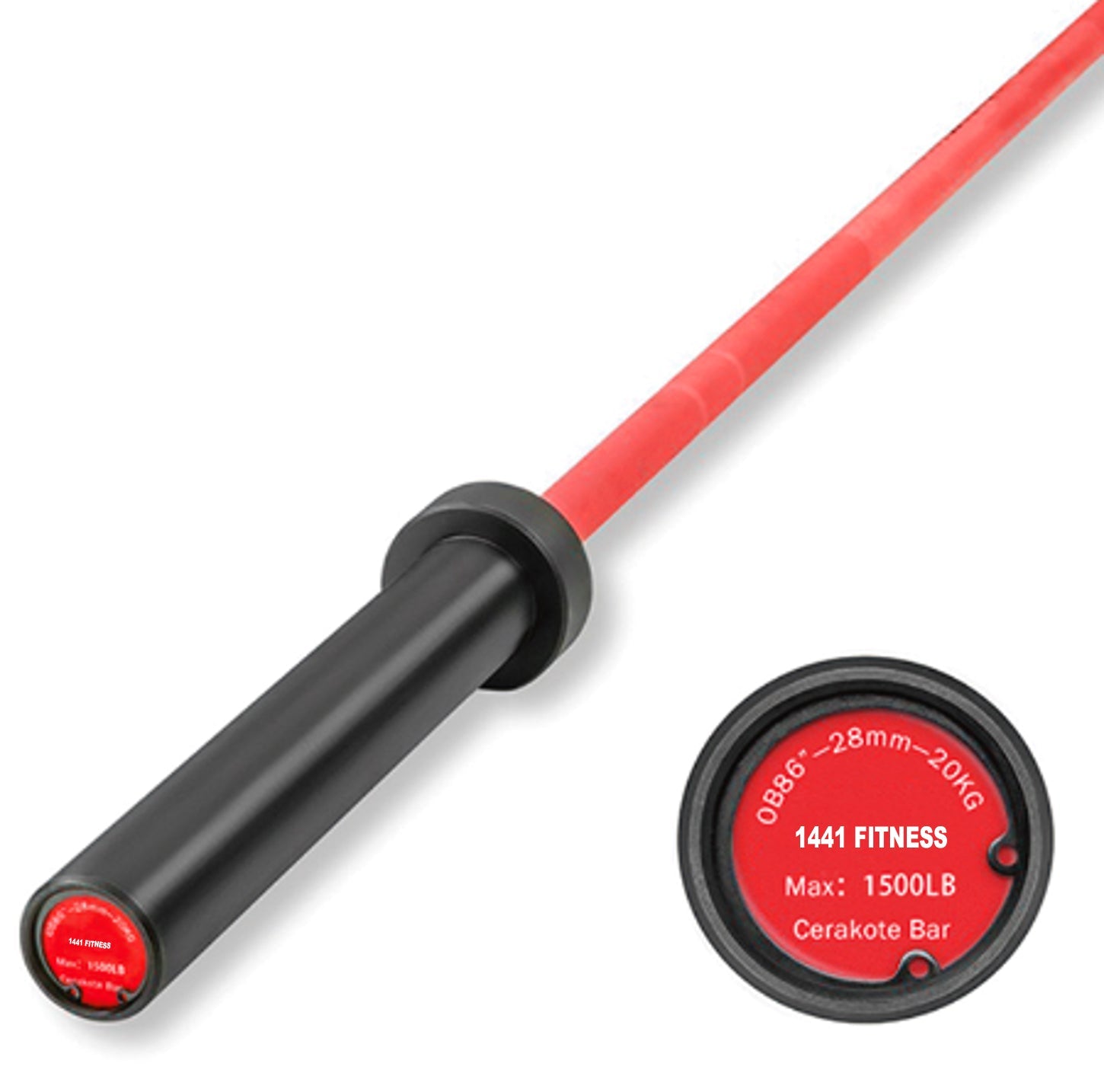 1441 Fitness 7 Ft Olympic Barbell with Collars - 20 Kg (Black/Red)