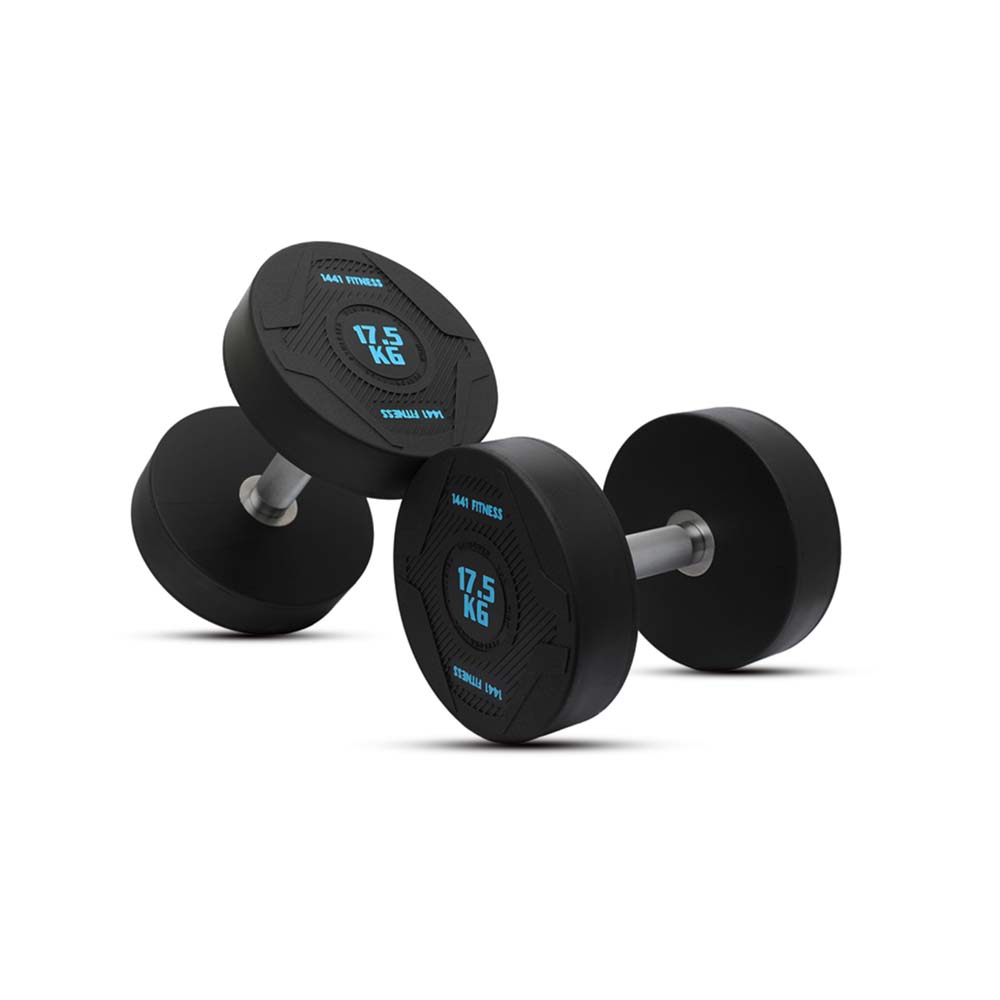1441 Fitness PU Round Dumbbell Set 2.5 Kg to 25 Kg with 2 Tier Rack
