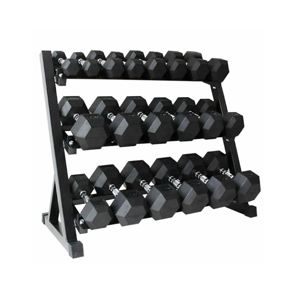 1441 Fitness Hex Dumbbells Set - 2.5 Kg to 25 Kg with 3 Tier Rack - Bundle Offer