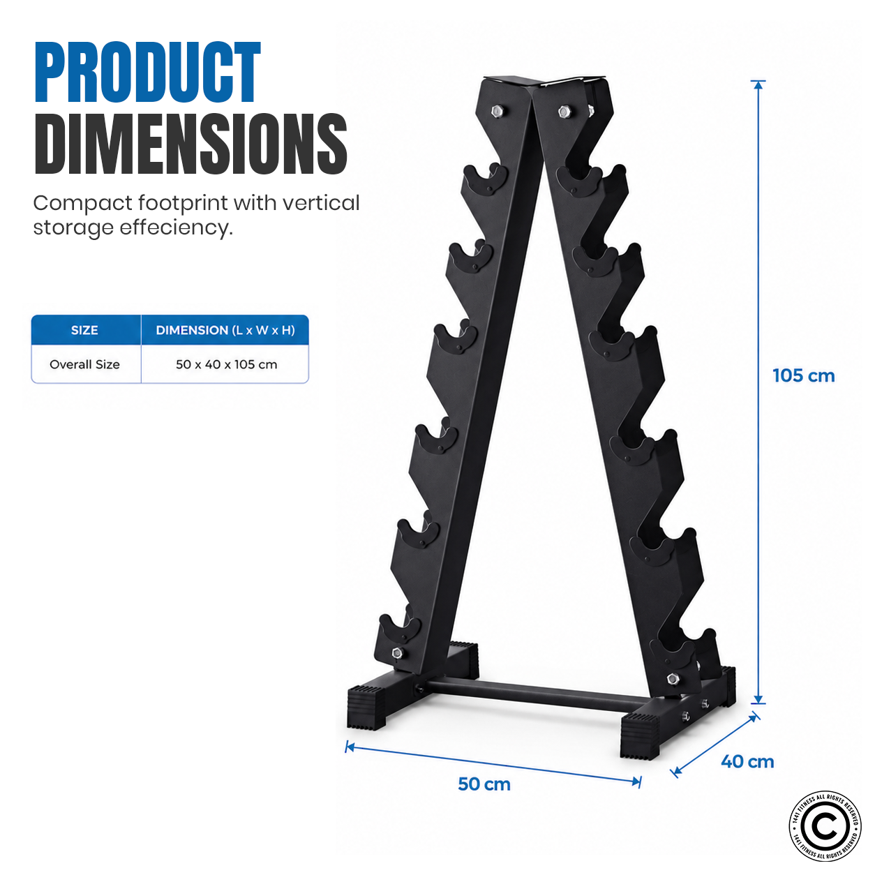 1441 Fitness Vertical Dumbbell Rack - 6 Pairs