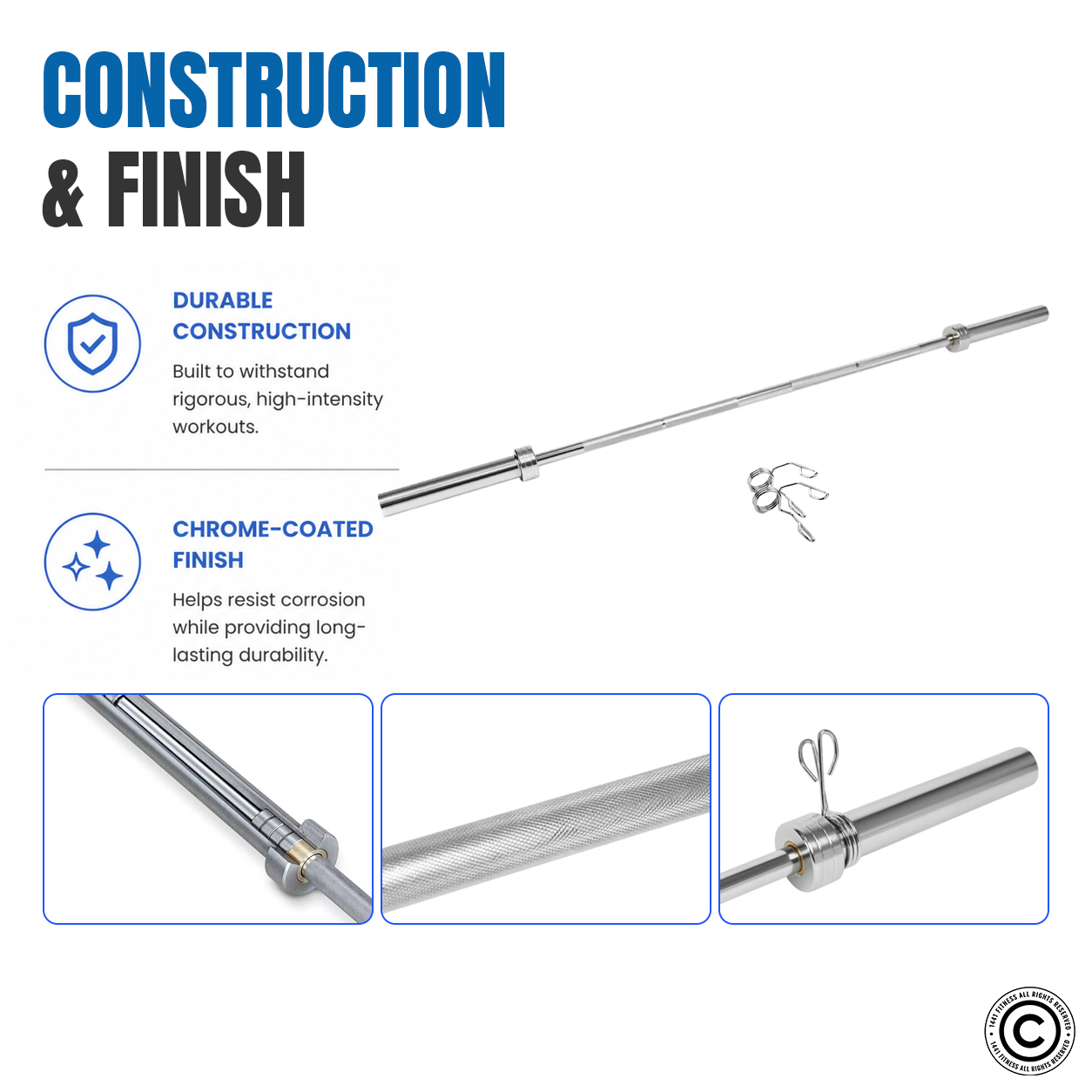1441 Fitness 6 Ft Olympic Bar with Collars - 15 Kg