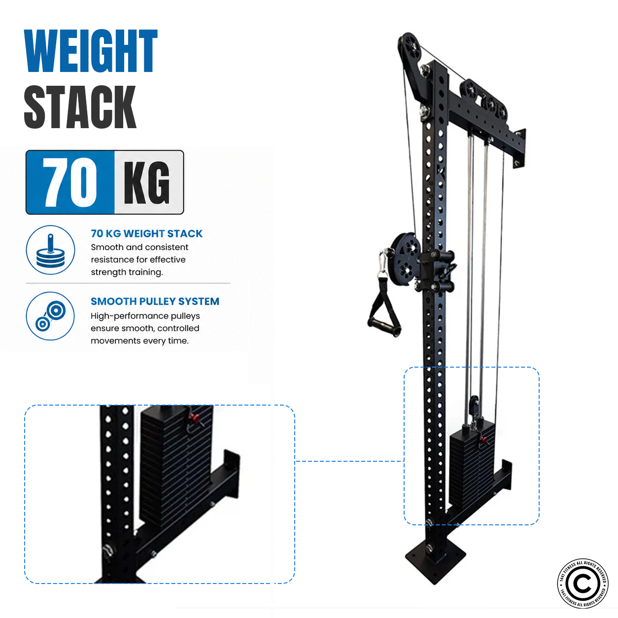 1441 Fitness Wall Mounted Single Pulley Station