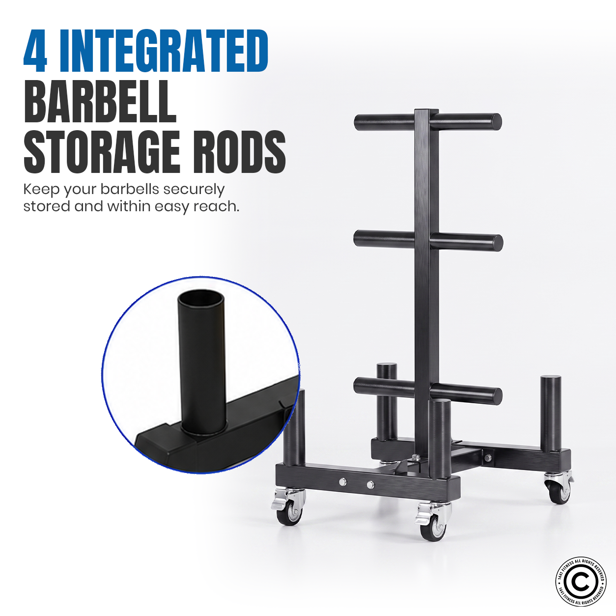 1441 Fitness Commercial Plate Rack and Bar Holder with Wheels