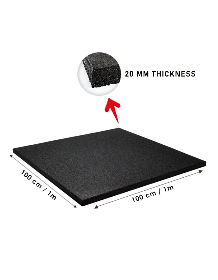 1441 Fitness Commercial Black Rubber Flooring for Gym 20 mm - 100 x 100 CM