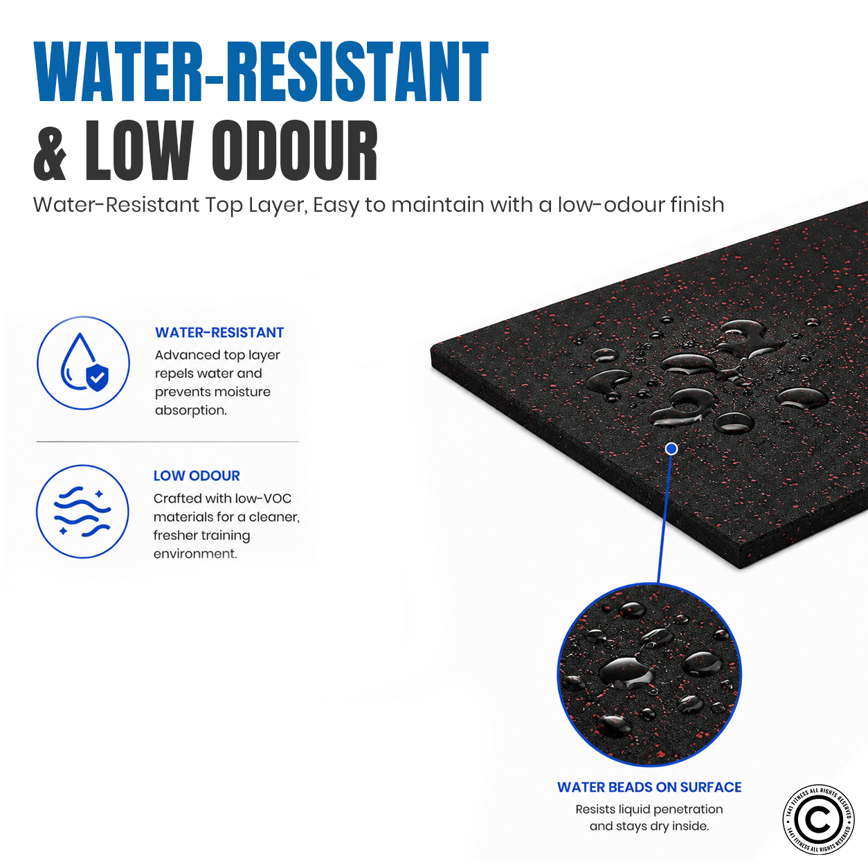 1441 Fitness Commercial Rubber Flooring 20 mm - 100 x 100 CM Speckled Red