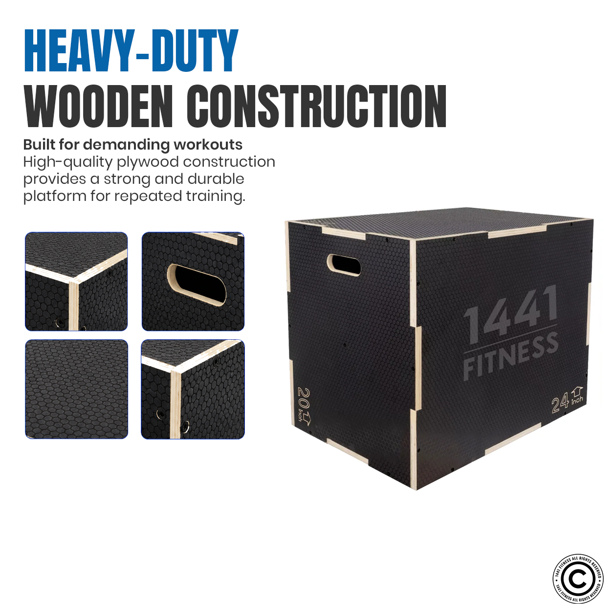 1441 Fitness Black Wooden Plyo box