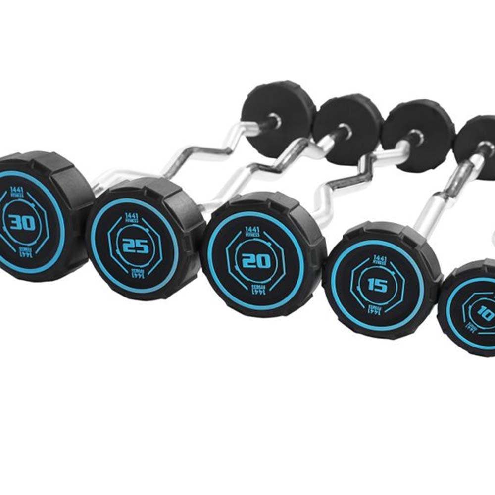 1441 Fitness Fixed Curl PU Barbell Set - 10 Kg to 30 Kg - Bundle Offer