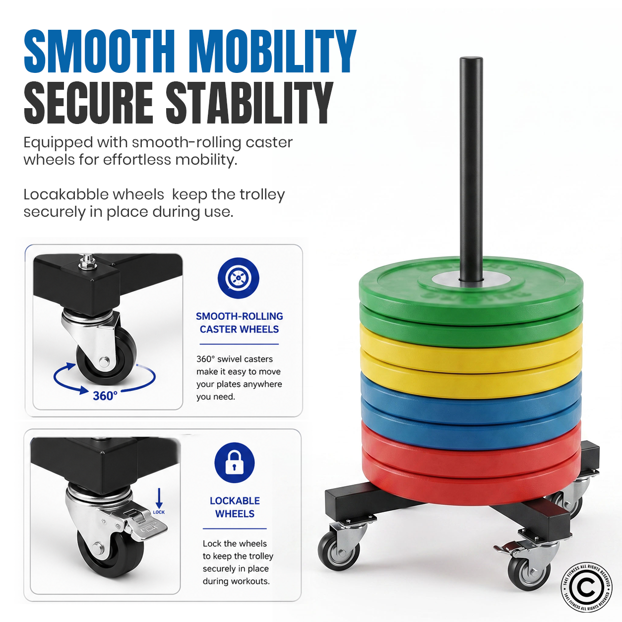 1441 Fitness Bumper Plates Trolley with Wheels