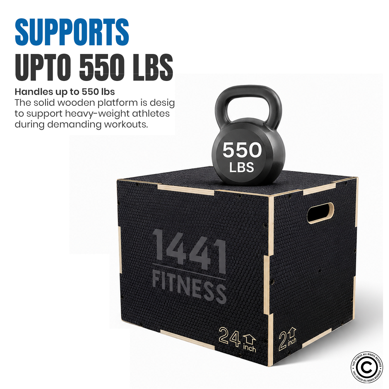 1441 Fitness Black Wooden Plyo box