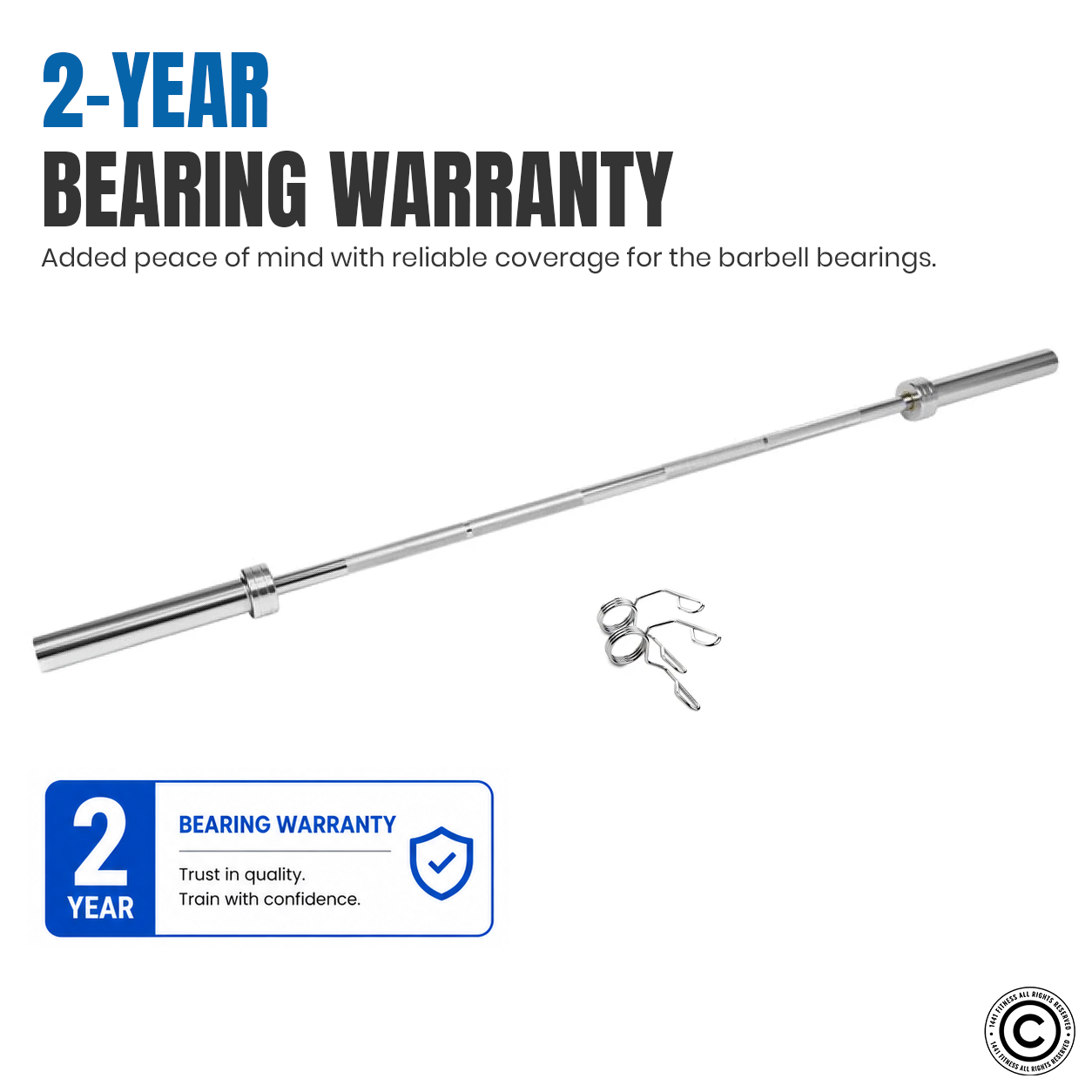 1441 Fitness 7 Ft Olympic Bar with Spring Collars - 20 Kg (Chrome)