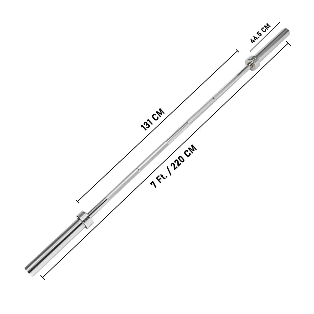 1441 Fitness 7 Ft Olympic Bar with Spring Collars - 20 Kg (Chrome)