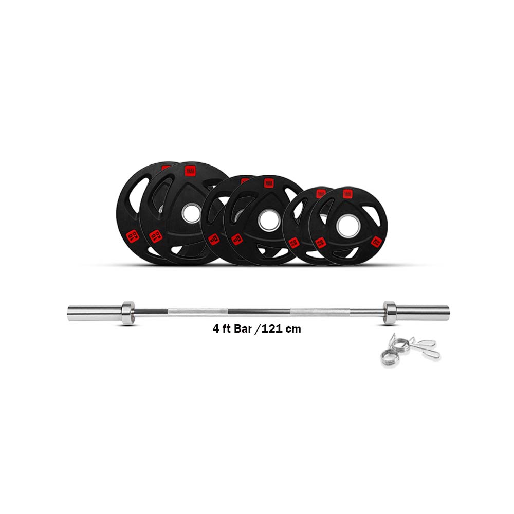 1441 Fitness Tri Grip Plates with 4 Ft Olympic Bar - 42 Kg Set