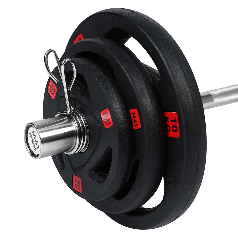 1441 Fitness Tri Grip Plates with 4 Ft Olympic Bar - 42 Kg Set
