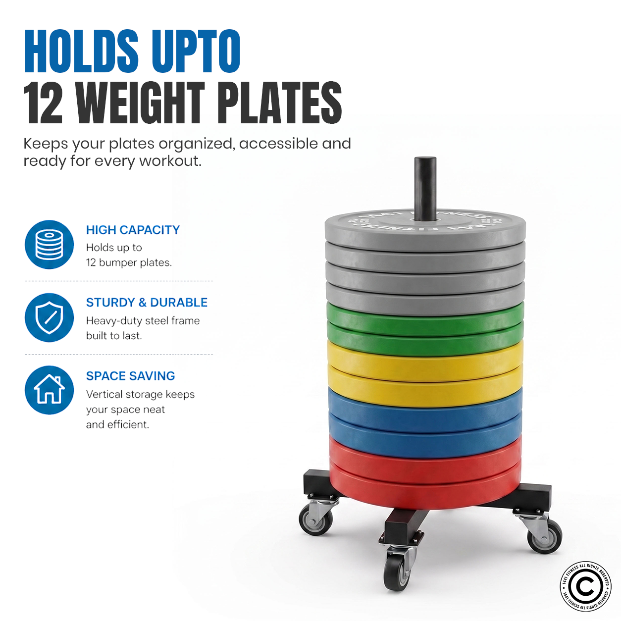 1441 Fitness Bumper Plates Trolley with Wheels