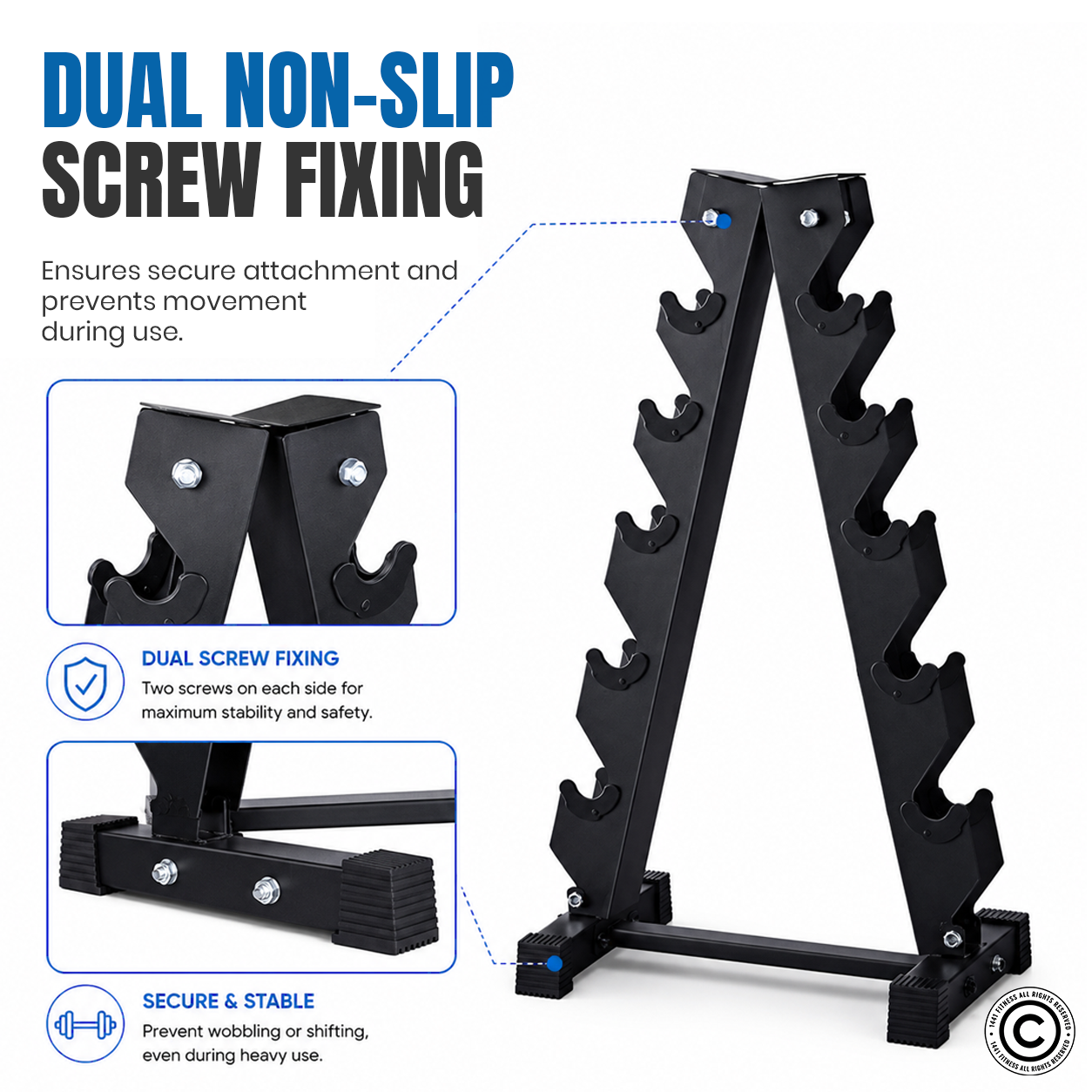 1441 Fitness Vertical Dumbbell Rack - 6 Pairs