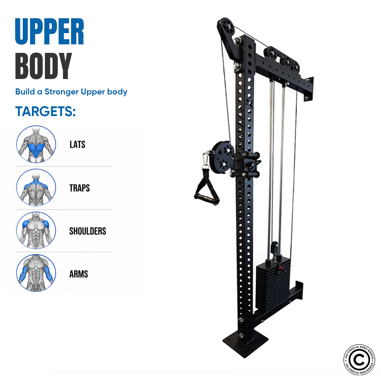 1441 Fitness Wall Mounted Single Pulley Station