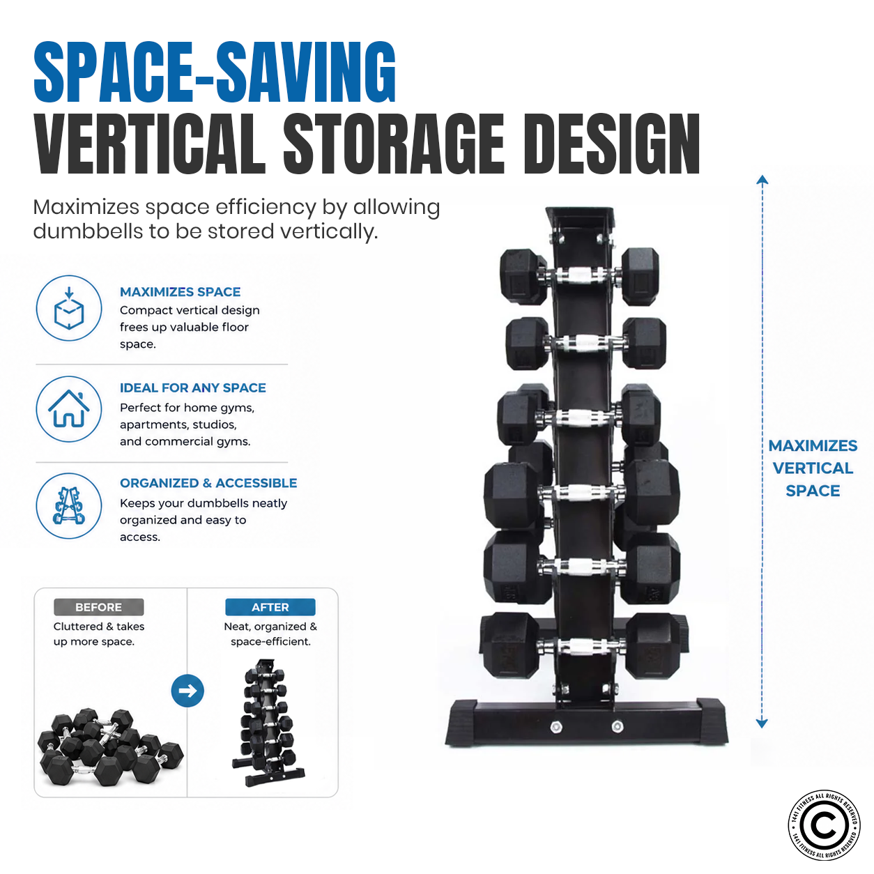 1441 Fitness Vertical Dumbbell Rack - 6 Pairs