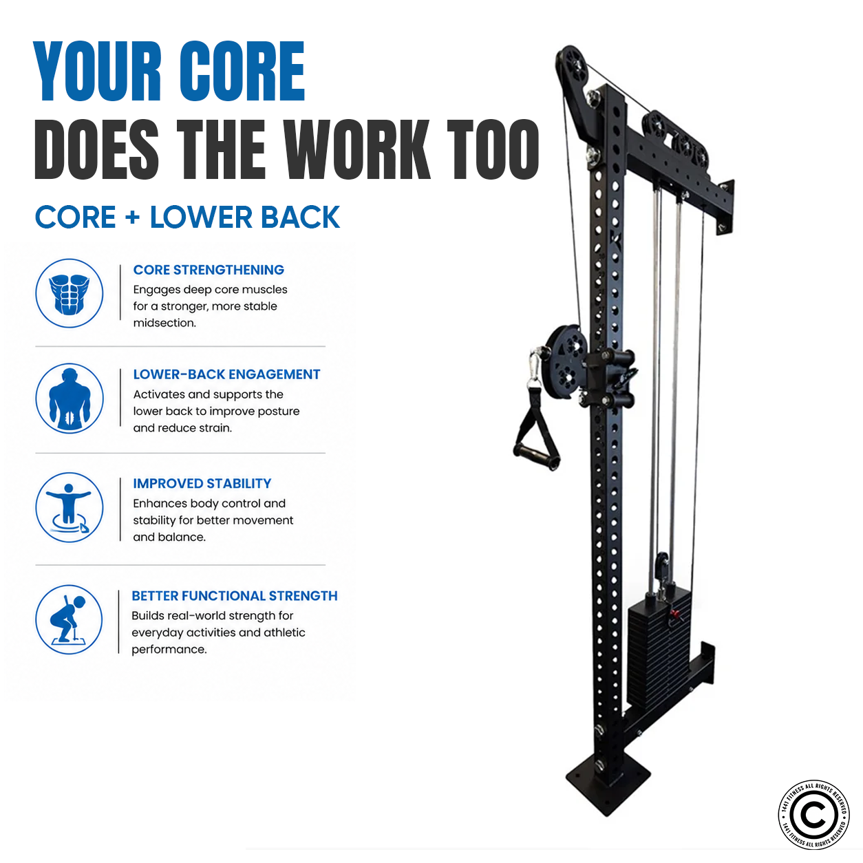 1441 Fitness Wall Mounted Single Pulley Station
