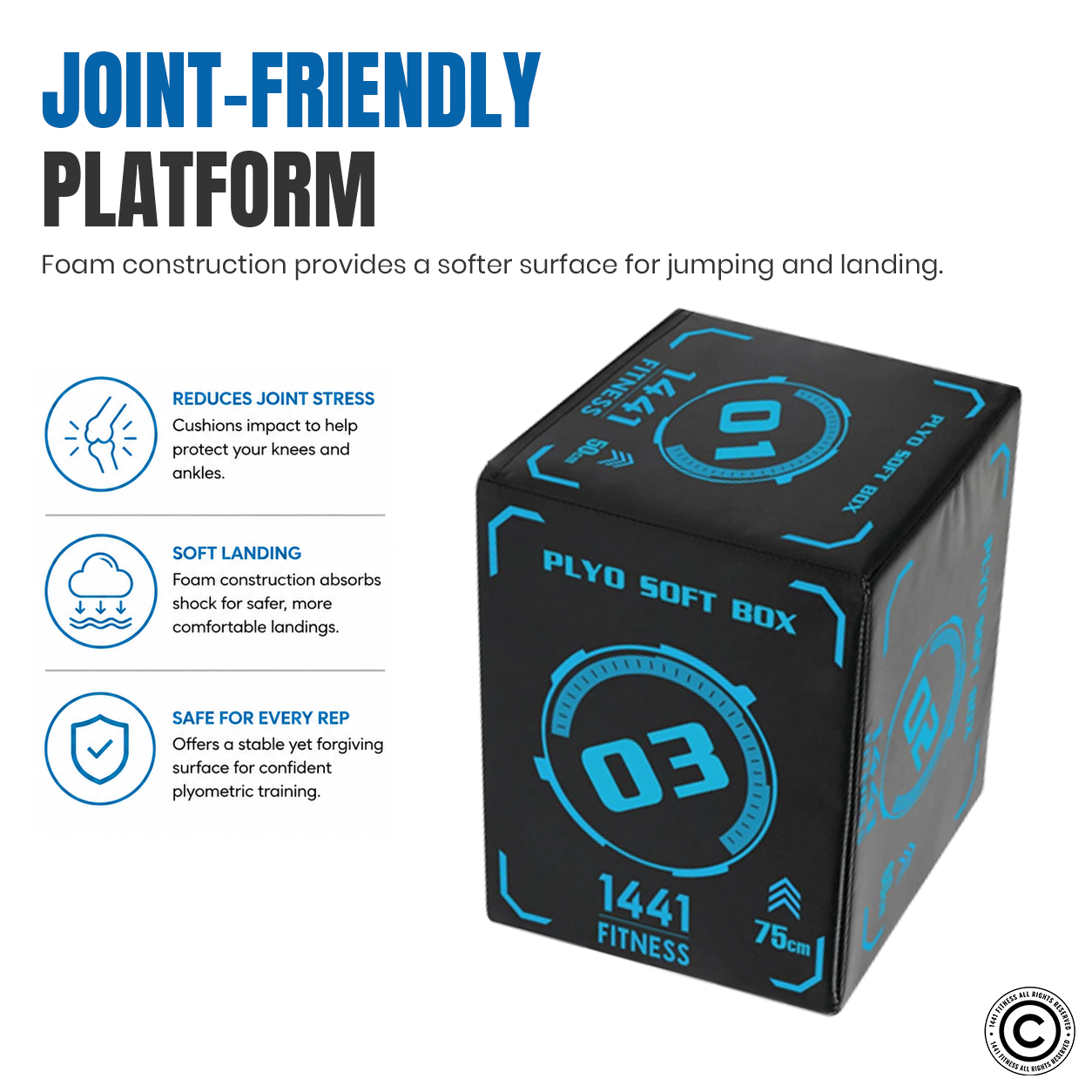 1441 Fitness 3 in 1 Foam Premium Plyometric Box