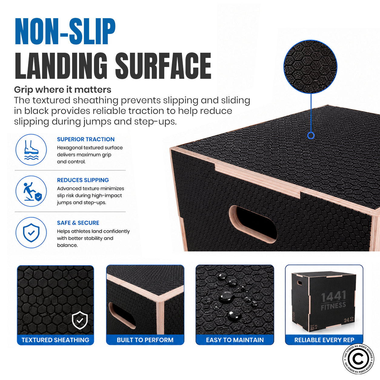 1441 Fitness Black Wooden Plyo box