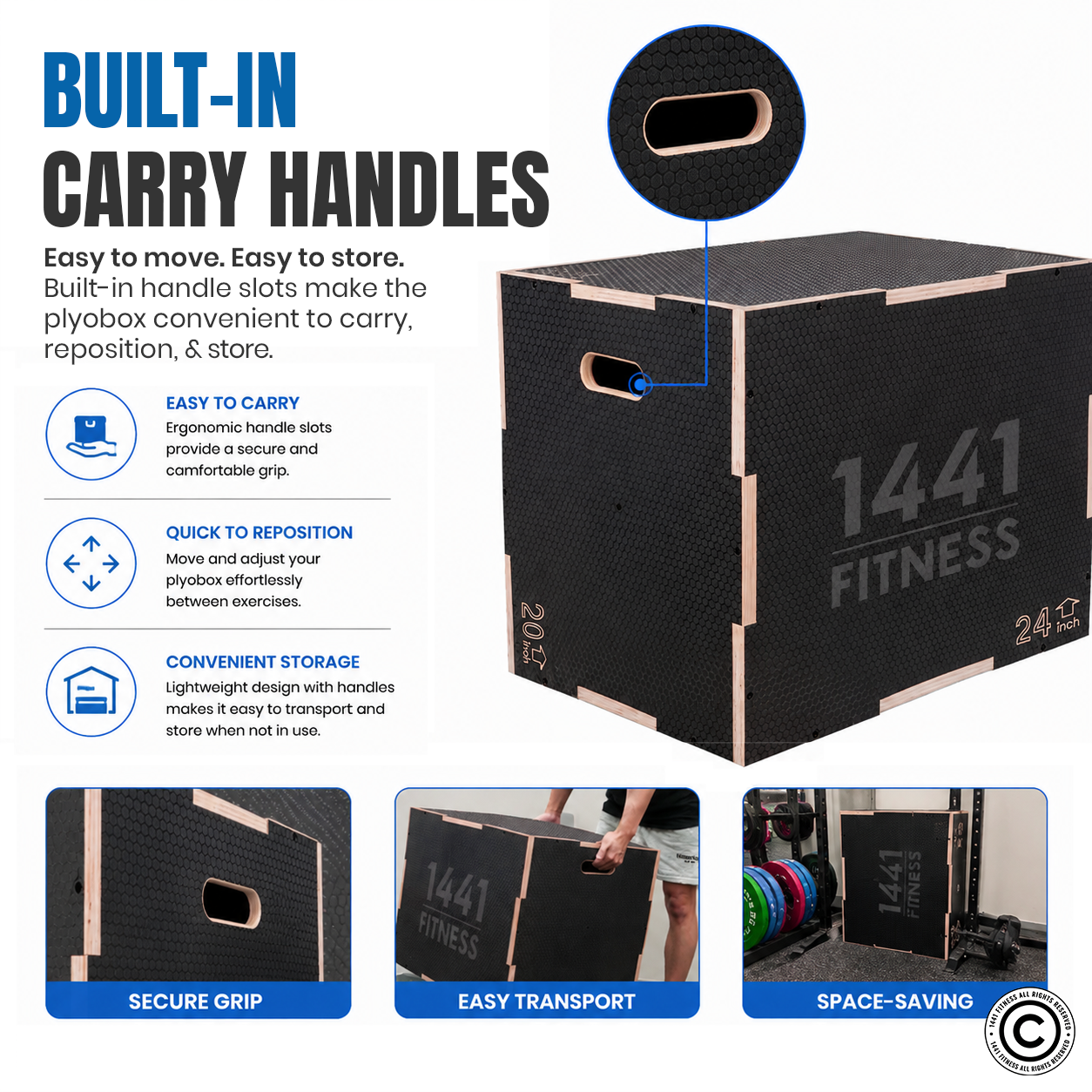 1441 Fitness Black Wooden Plyo box