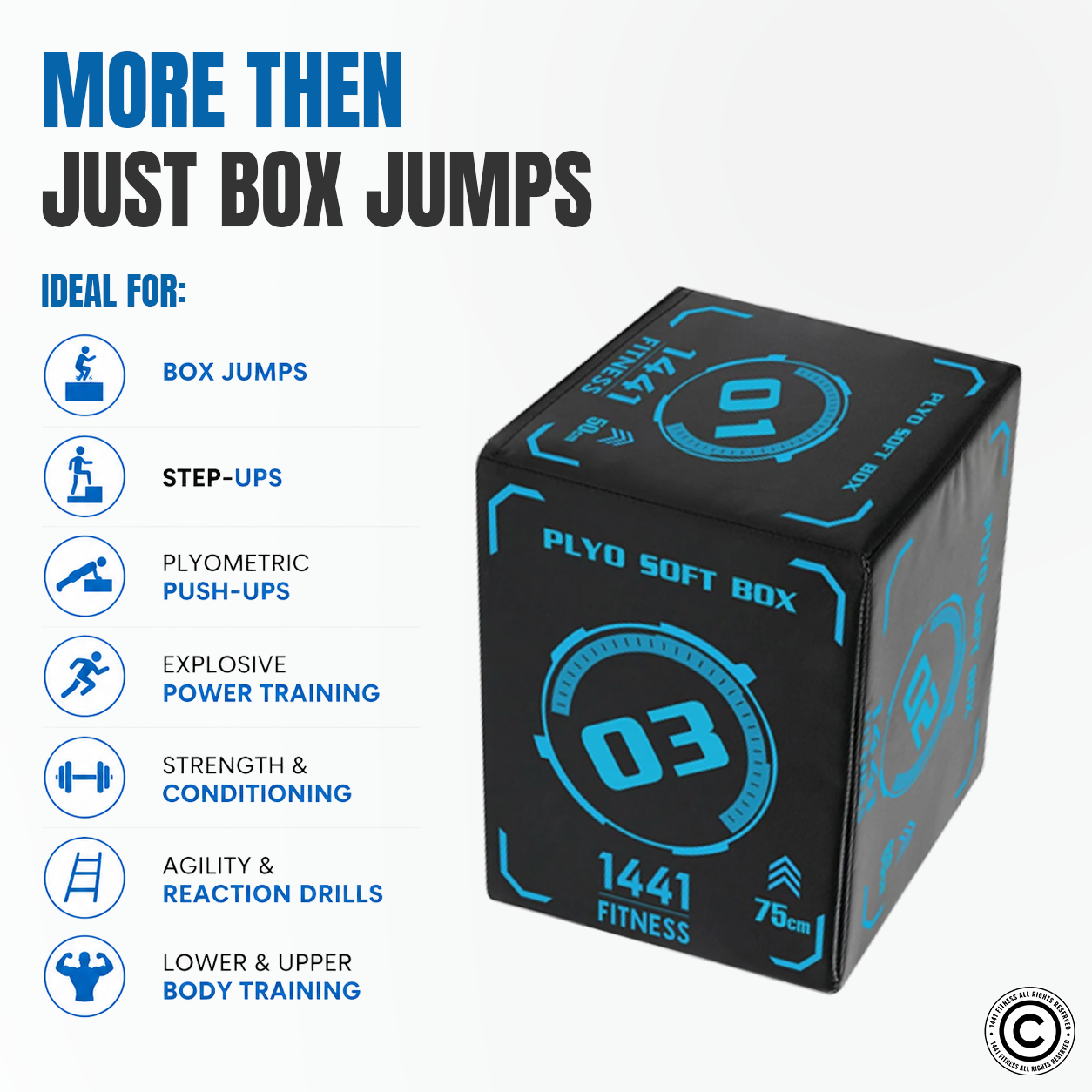 1441 Fitness 3 in 1 Foam Premium Plyometric Box