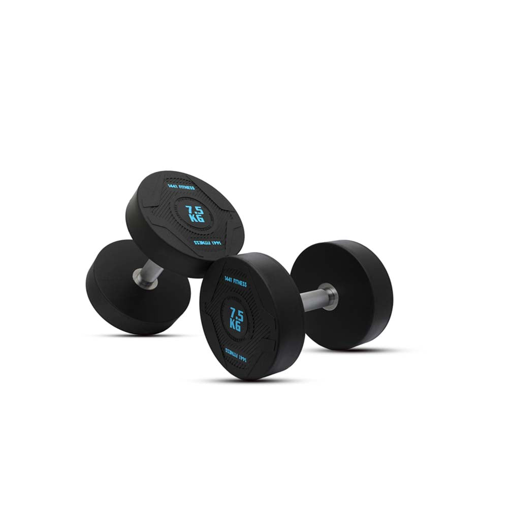 1441 Fitness PU Round Dumbbell Set 2.5 Kg to 25 Kg with 2 Tier Rack