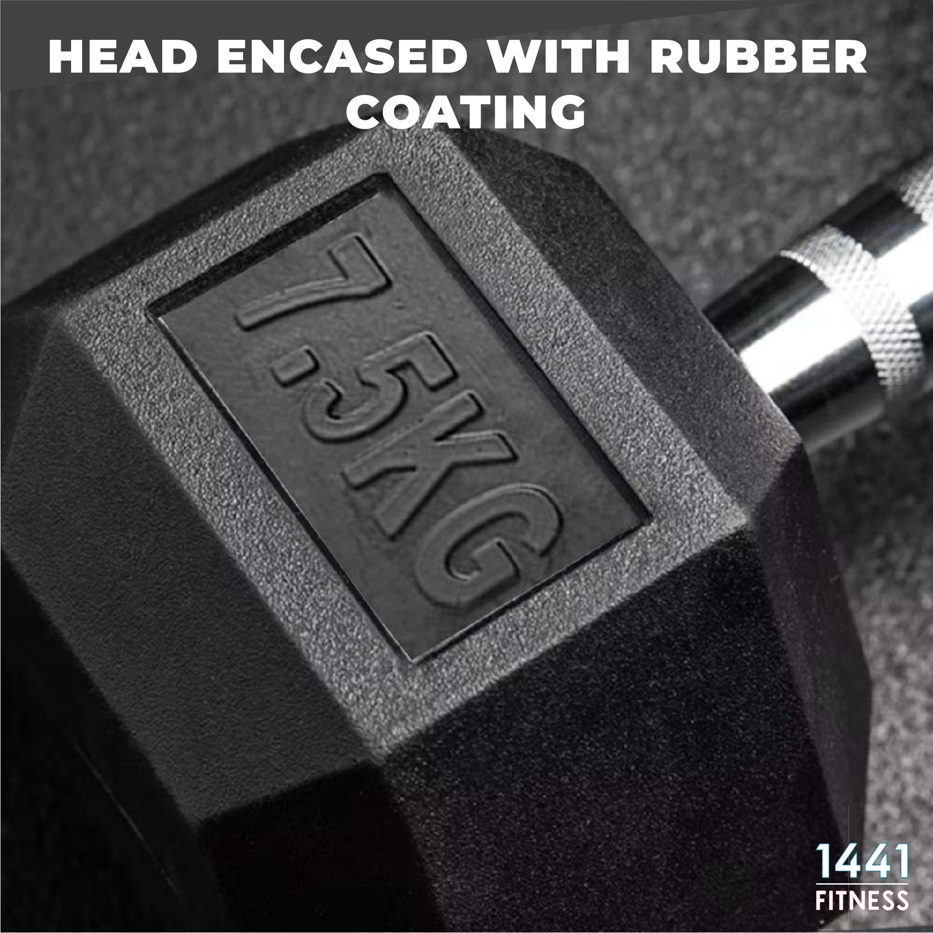 1441 Fitness Rubber Hex Dumbbells - 2.5 Kg - 50 Kg (Sold as Pair)