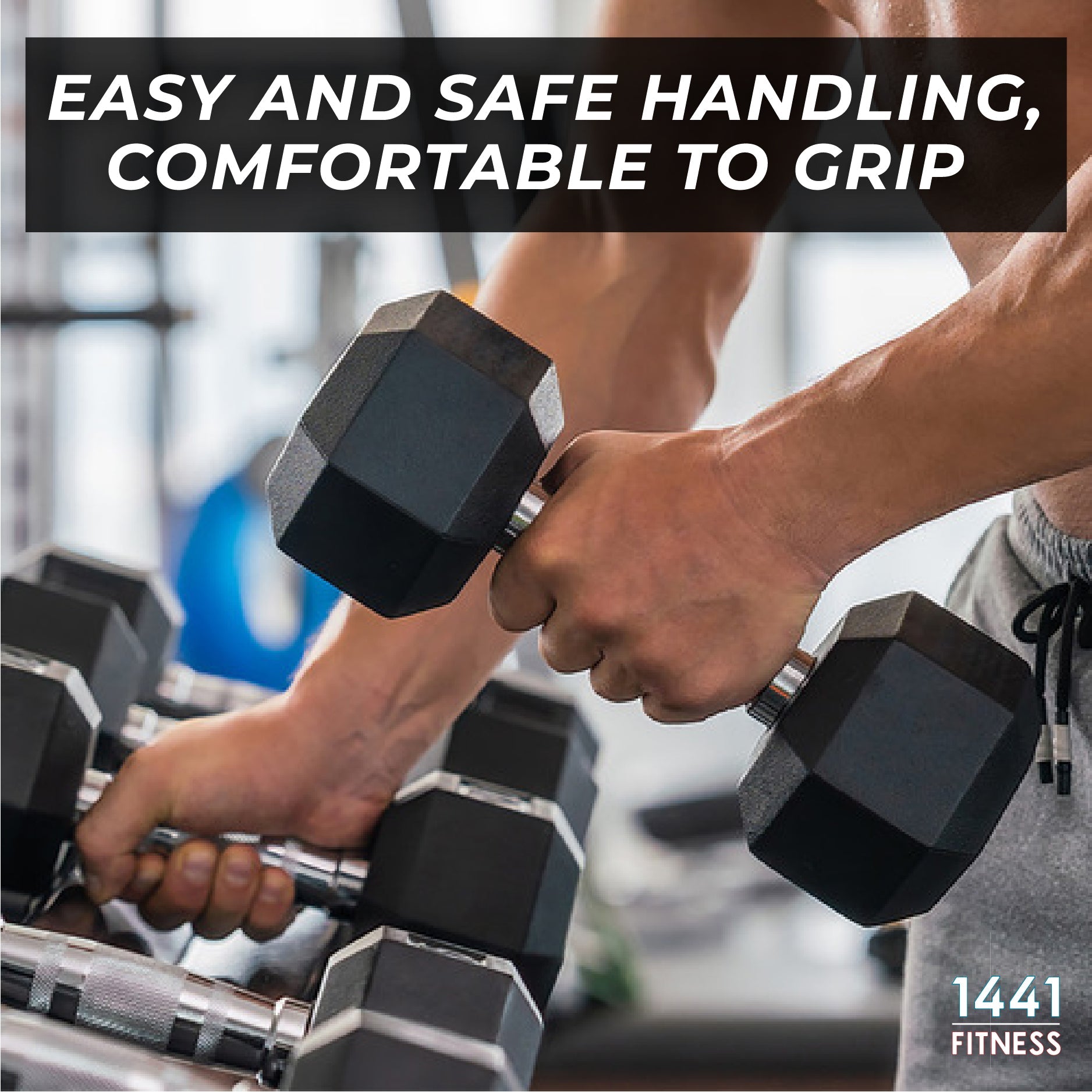 1441 Fitness Rubber Hex Dumbbells - 2.5 Kg - 50 Kg (Sold as Pair)