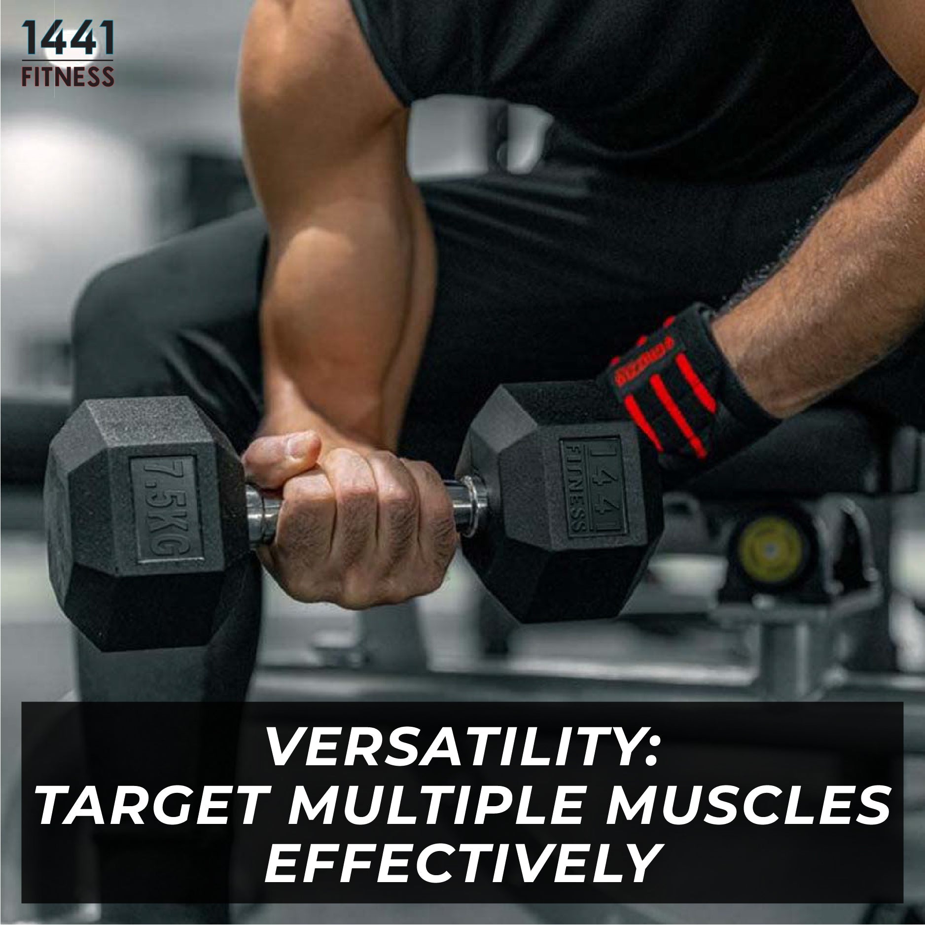1441 Fitness Rubber Hex Dumbbells - 2.5 Kg - 50 Kg (Sold as Pair)