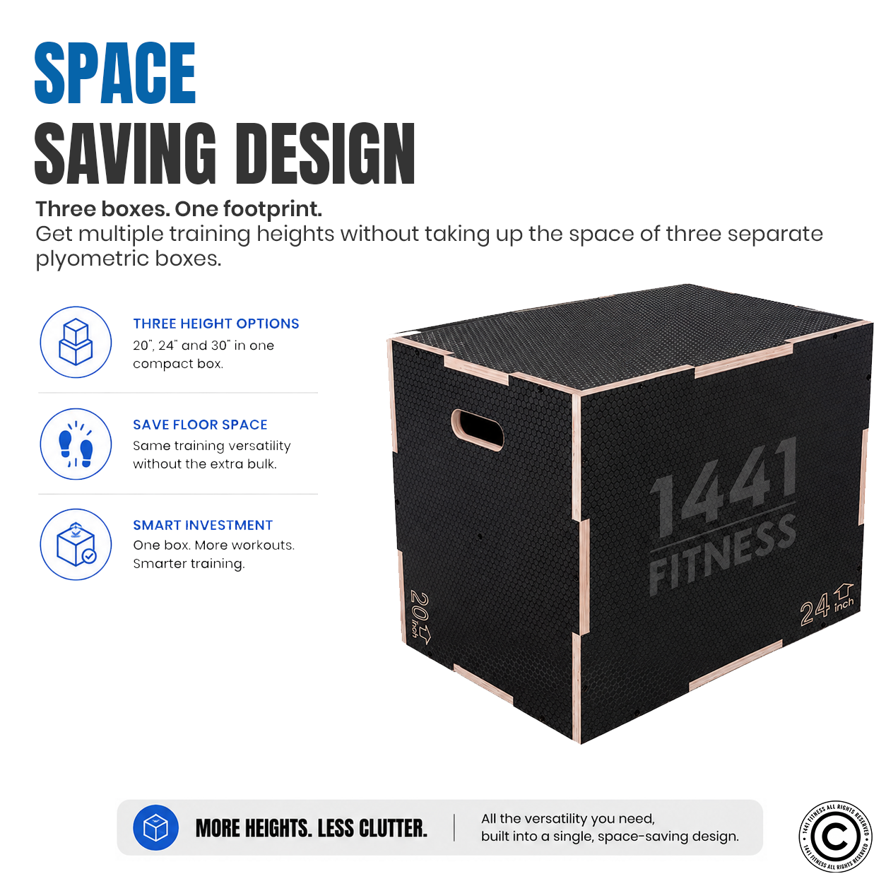 1441 Fitness Black Wooden Plyo box