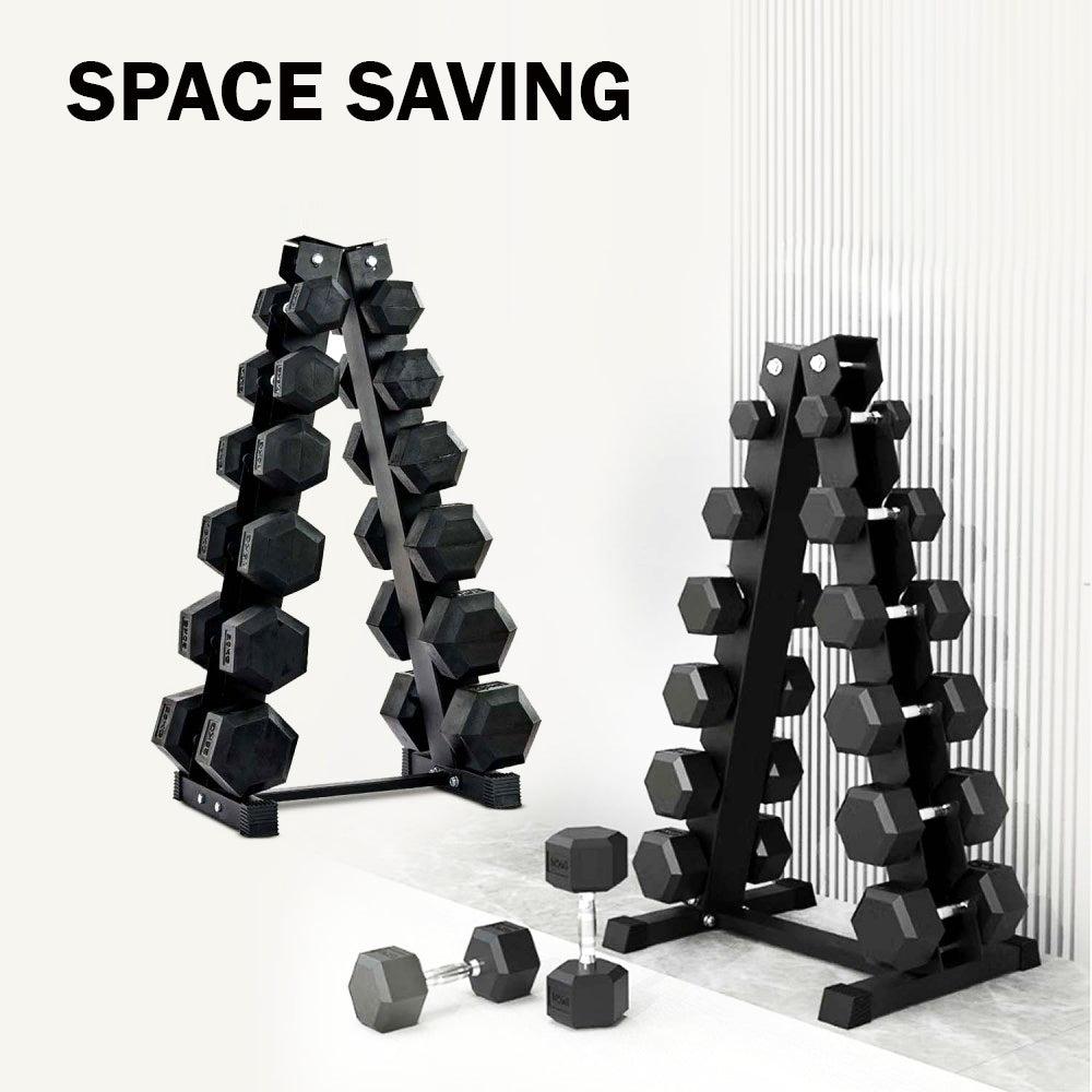 1441 Fitness Hex Dumbbells Set 2.5 Kg to 15 Kg with Vertical Rack - Bundle Offer