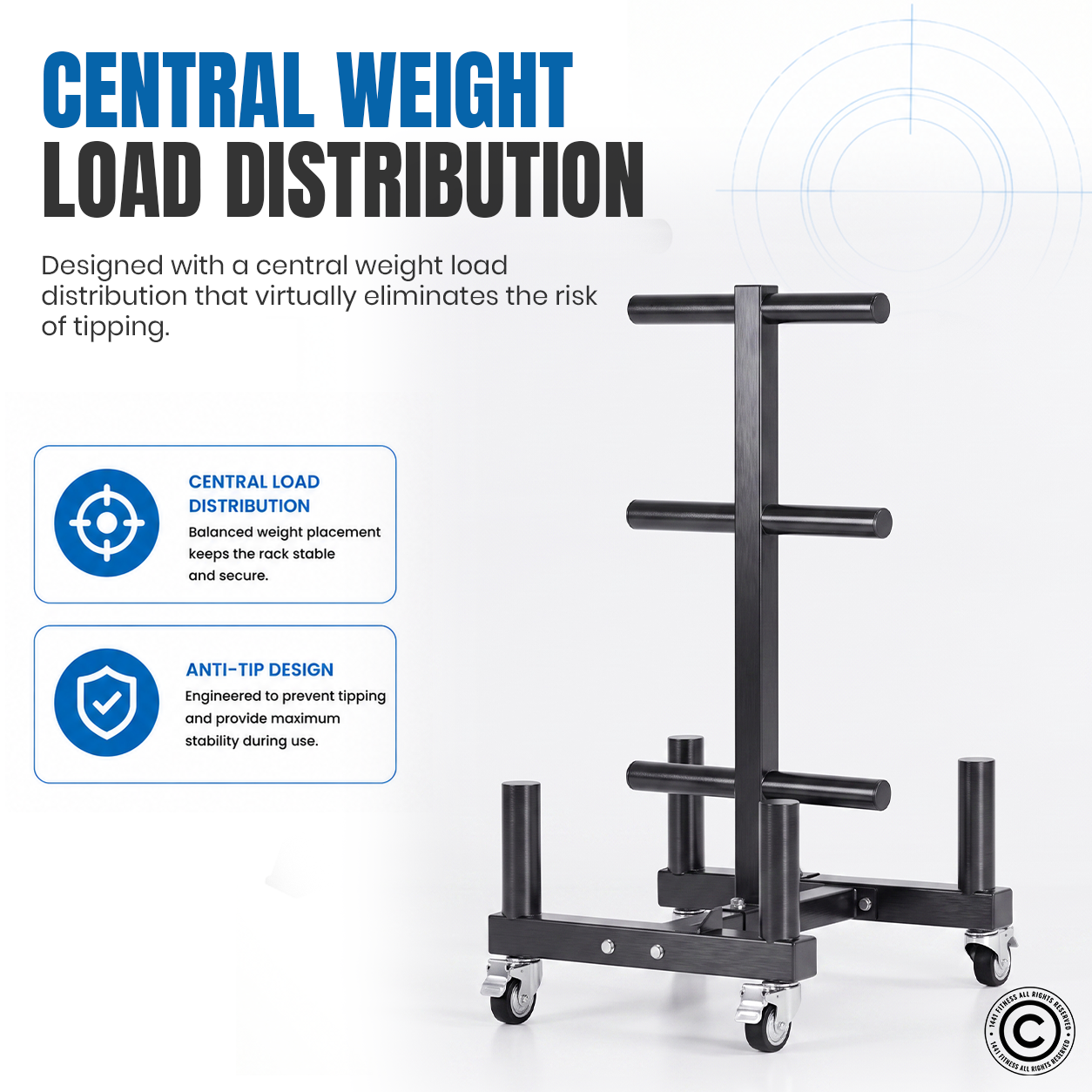 1441 Fitness Commercial Plate Rack and Bar Holder with Wheels