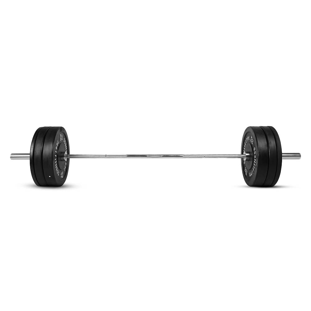 1441 Fitness Black Bumper Plates with 7 Ft Olympic Bar - 100 Kg Set - Bundle Offer
