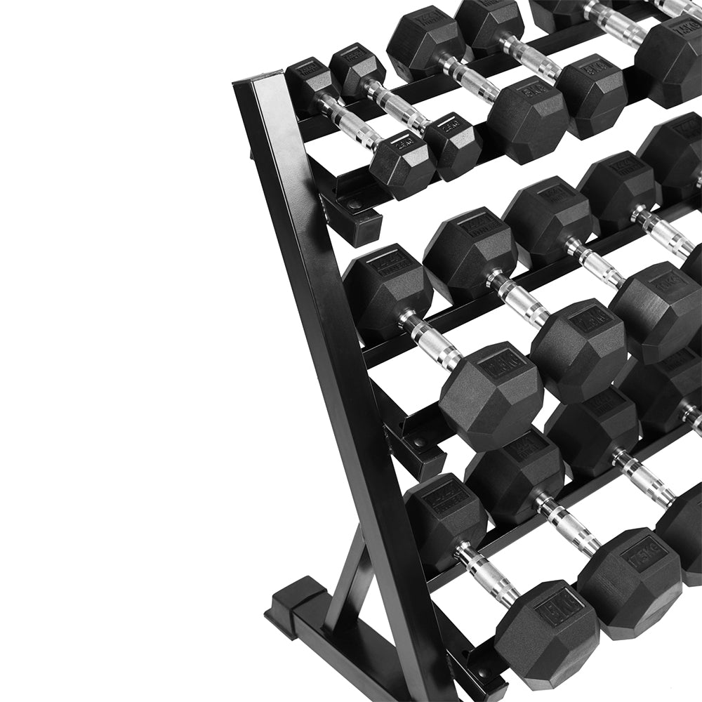 1441 Fitness Hex Dumbbells Set 2.5 Kg to 20 Kg with 3 Tier Rack - Bundle Offer