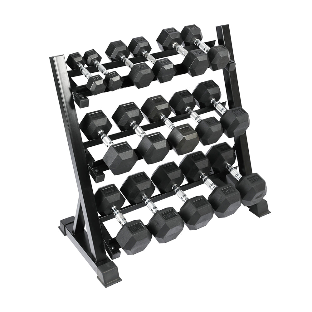 1441 Fitness Hex Dumbbells Set 2.5 Kg to 20 Kg with 3 Tier Rack - Bundle Offer