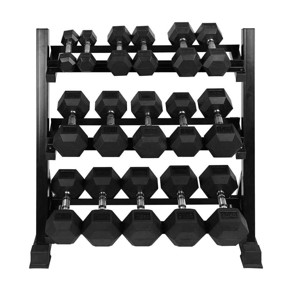 1441 Fitness Hex Dumbbells Set 2.5 Kg to 20 Kg with 3 Tier Rack - Bundle Offer