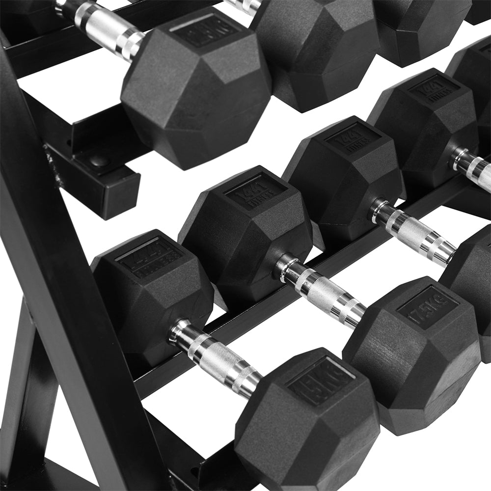 1441 Fitness Hex Dumbbells Set 2.5 Kg to 20 Kg with 3 Tier Rack - Bundle Offer