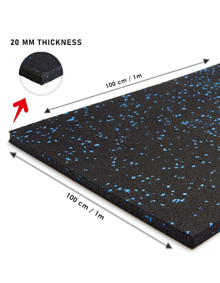 1441 Fitness Commercial Rubber Flooring 20 mm - 100 x 100 CM Speckled Blue