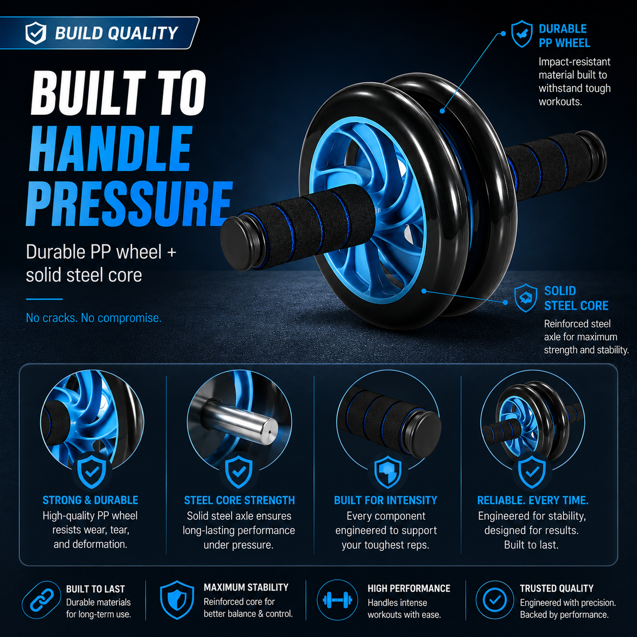 1441 Fitness Ab Wheel with Reverse Resistance - 41FWG178