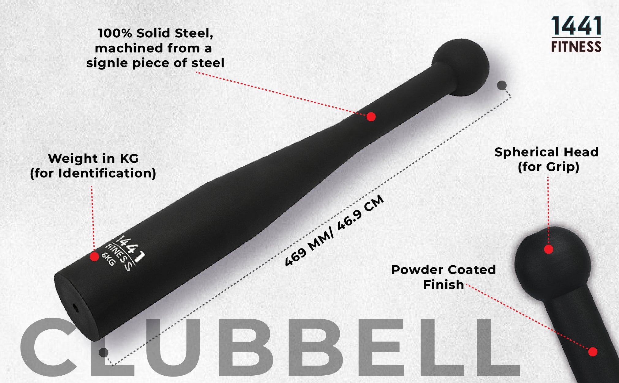 1441 Fitness Clubbell for Strength Training - 2 kg to 15 KG