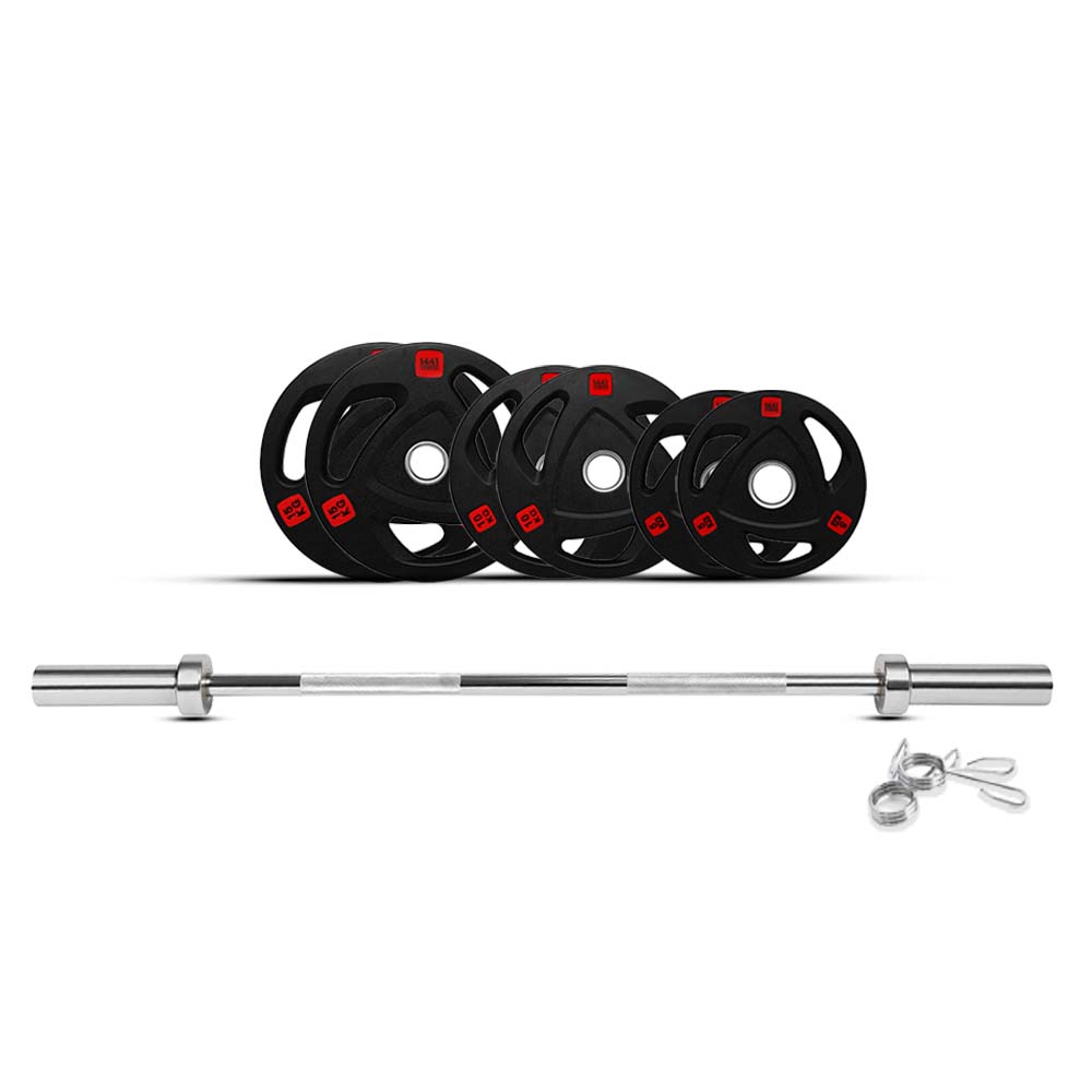 1441 Fitness Tri Grip Plates with 7 Ft Olympic Bar - 80 Kg Set
