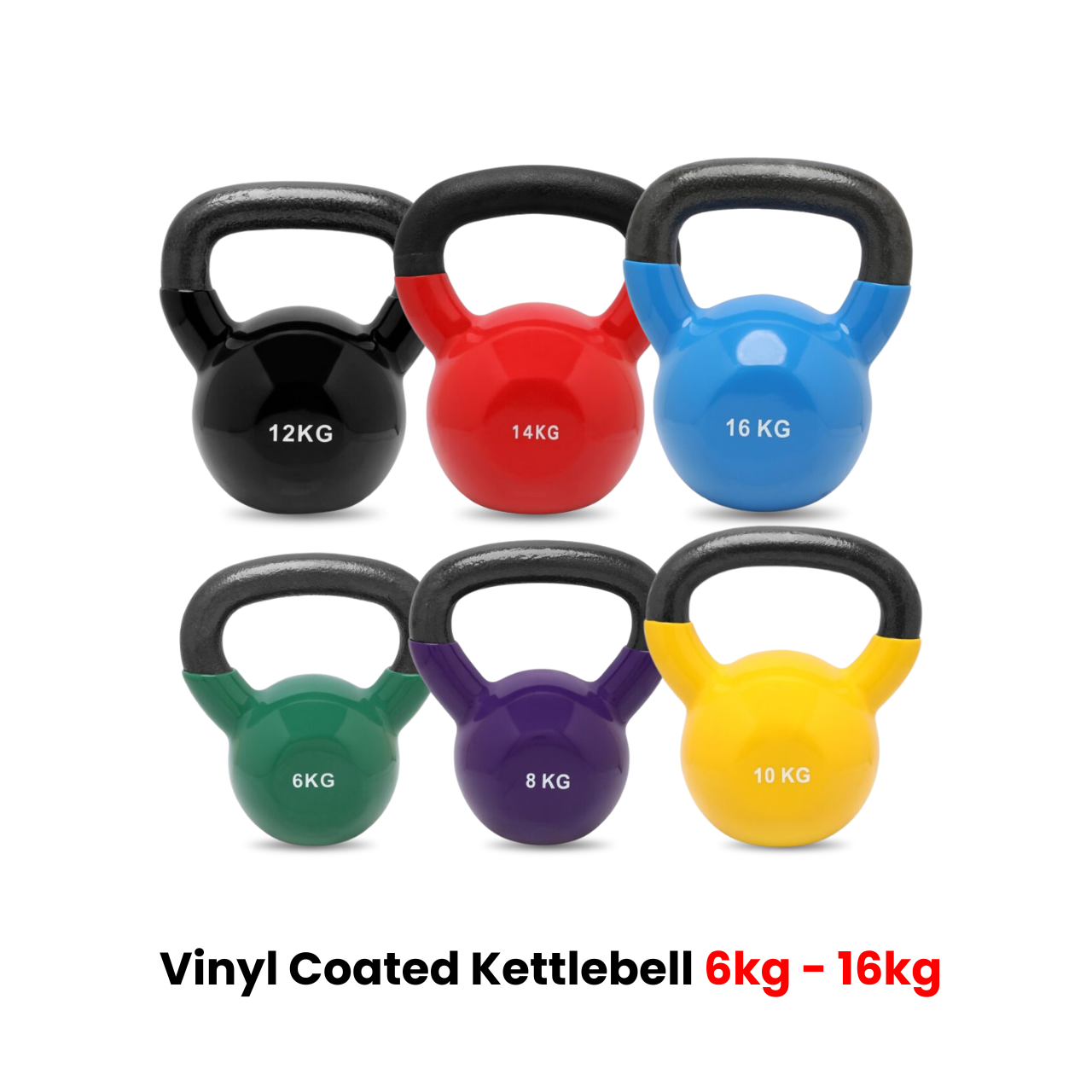 1441 Fitness Vinyl Coated Kettlebell 6 PC Set - 6 Kg to 16 Kg - Bundle Offer